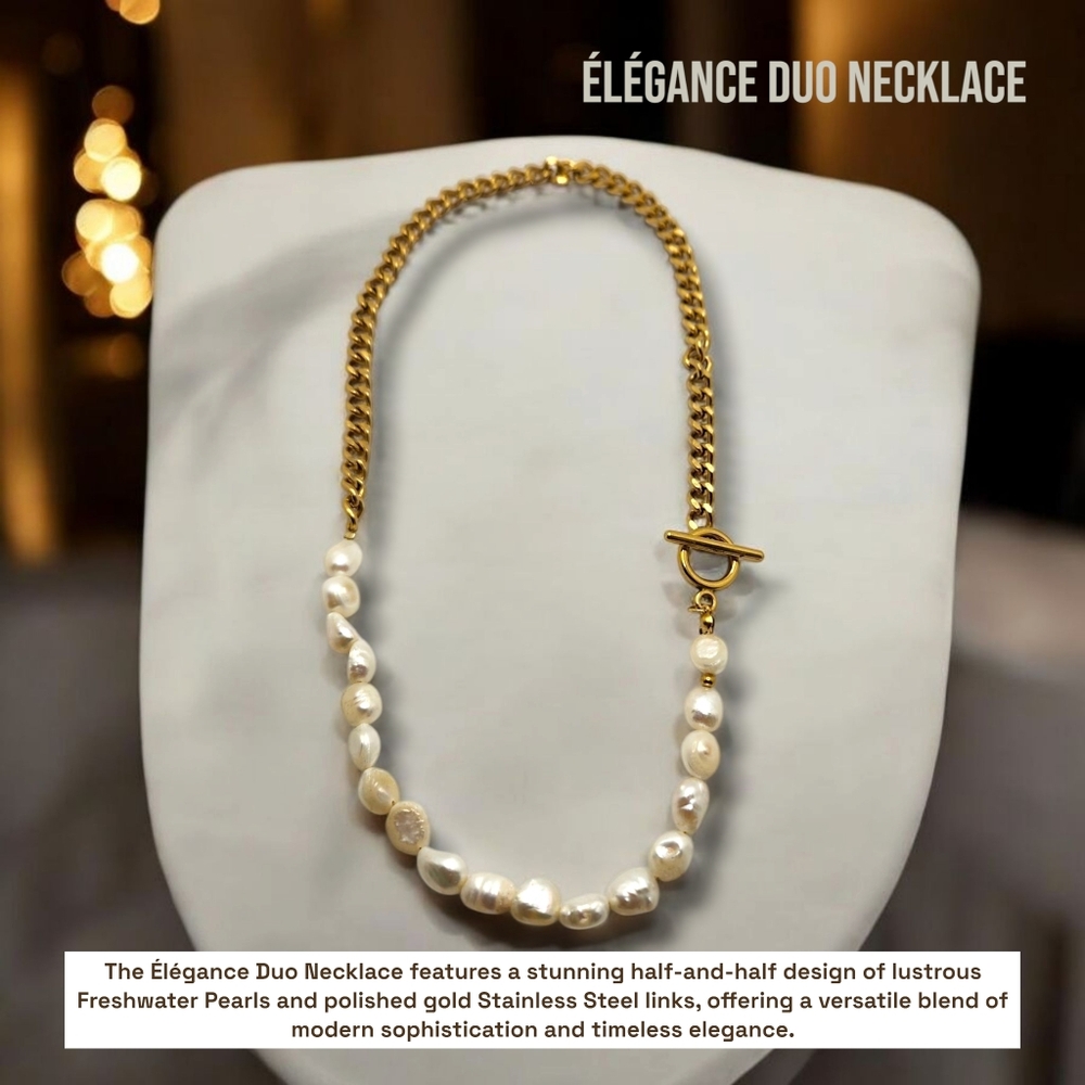 Freshwater Pearl Gold Stainless Steel Chain Necklace